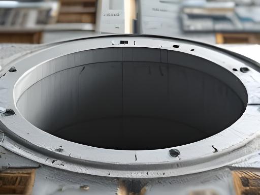 Schachtbauteil aus Beton mit präziser Öffnung und Transportetikett im Produktionsbereich